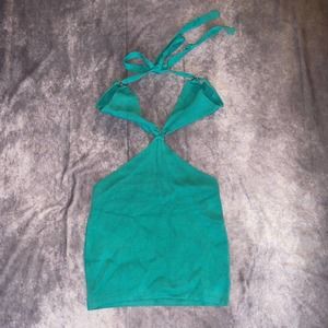 Beginning Boutique Womens Size 12 Blue Halter Blouse